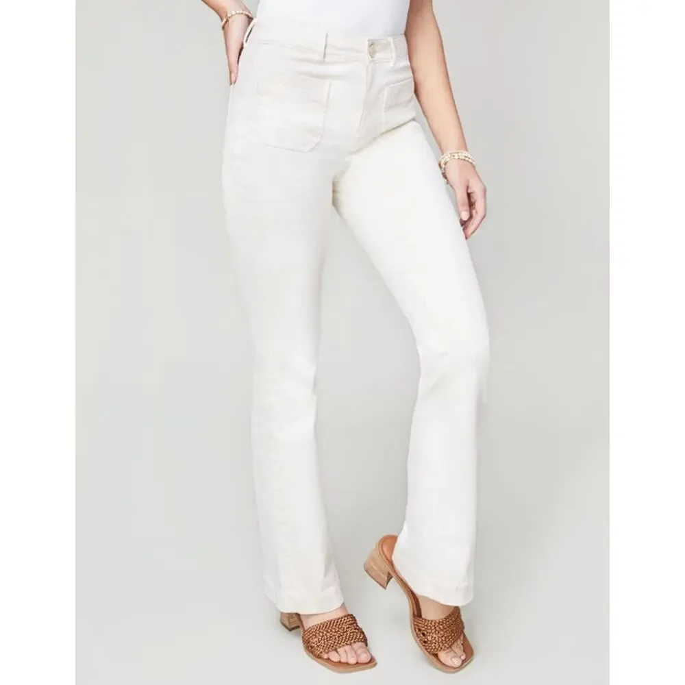 Spartina 449 Leighton Trouser Jeans Ivory 10 Long 32” Inseam - Picture 3 of 16